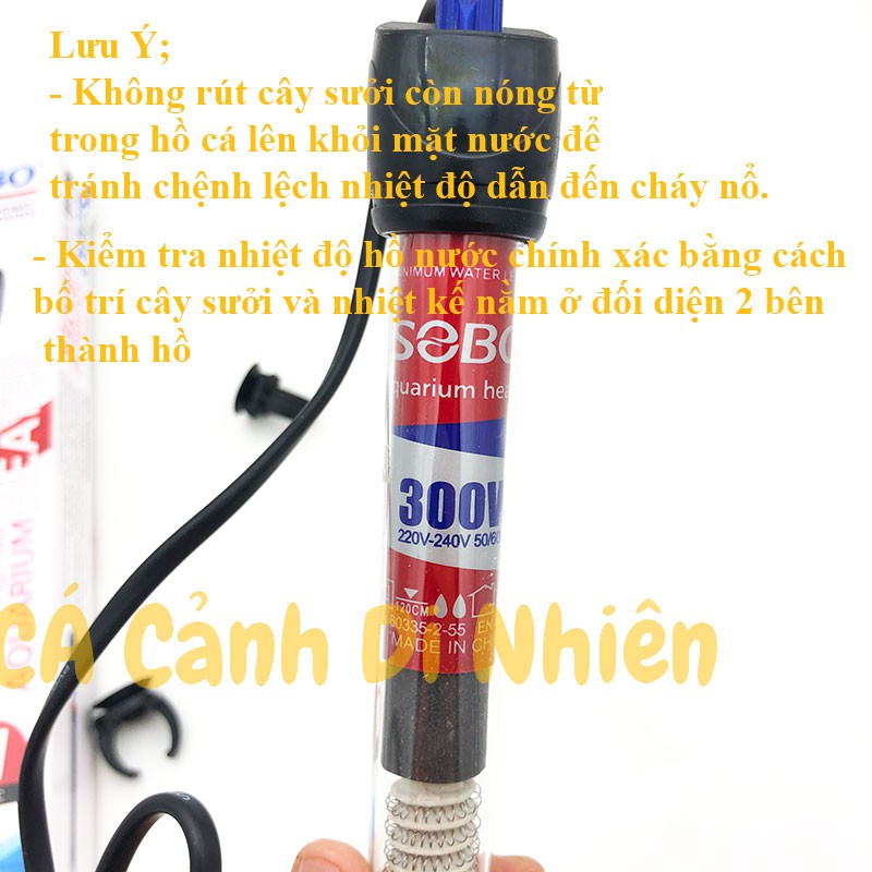 Cây sưởi ấm hồ cá 300W SOBO HS-300 bằng thủy tinh 20-32 độ C