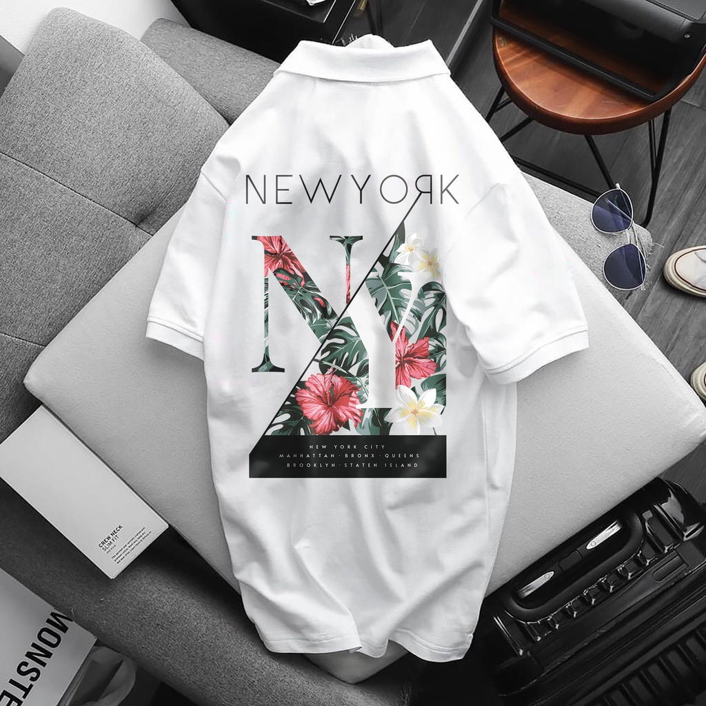 Áo Polo New York NY, chất Thun Cá Sấu Poly Thái, Áo thun có cổ trắng, đen full size Nam Nữ, cổ trụ Unisex KKim Shop