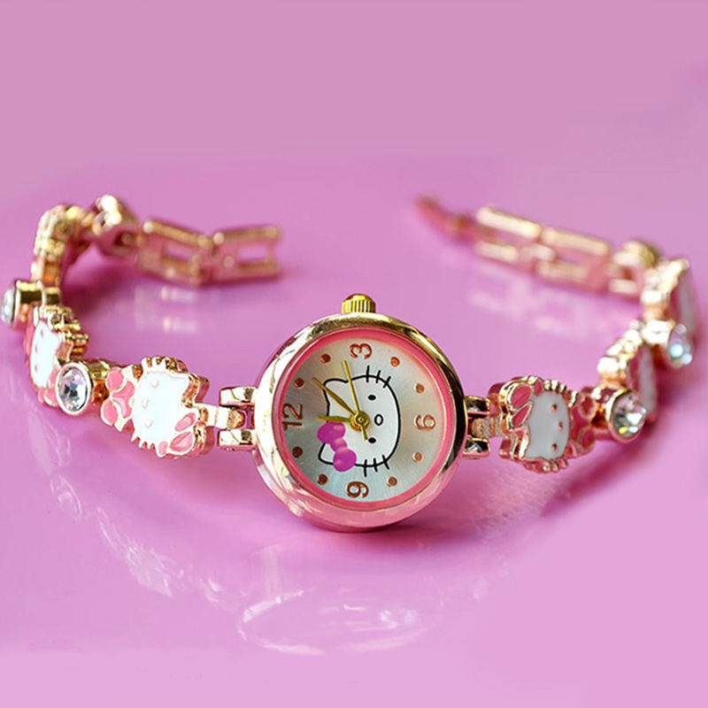 Hello Kitty Watch. Đồng Hồ Đeo Tay Em Bé Gái Từ 8-12 Tuổi In Hình Mèo kitty Dễ Thương