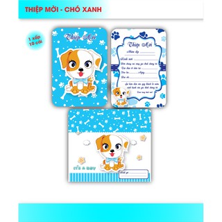 THIỆP MỜI CHỦ ĐỀ CHÓ XANH - SET 10 THIỆP