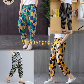 Quần đũi dáng dài, quần baggy nữ vải đũi cao cấp đẹp