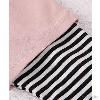 Áo thun tay dài kẻ sọc phối màu phong cách dễ thương cho trẻ em