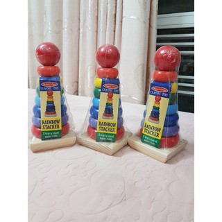 Đồ chơi giáo dục phát triển trí não - Tháp luồn 1 cọc 7 màu loại to