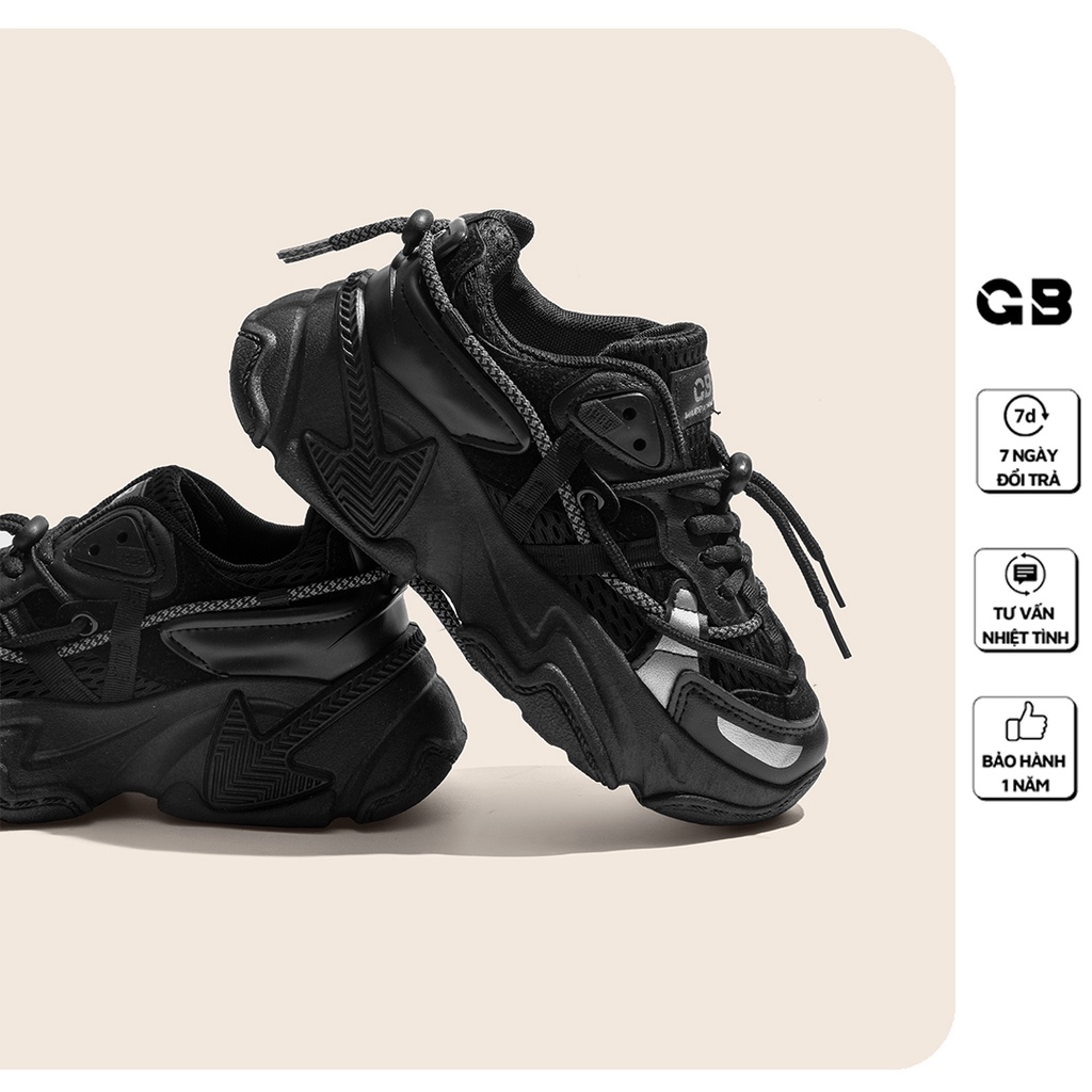 Giày Thể Thao Nữ Độn Đế Giày BOM Sneaker Tăng Chiều Cao Màu Đen Trắng Xám Phong Cách Ulzzang giayBOM GB Warriors B1062