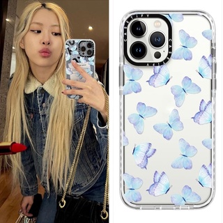 Ốp Điện Thoại silicone tpu Mềm Trong Suốt Họa Tiết Hoa Bướm Xanh Dương CASETIFY Cho iphone 15 14 plus 11 15pro 12 13 pro max