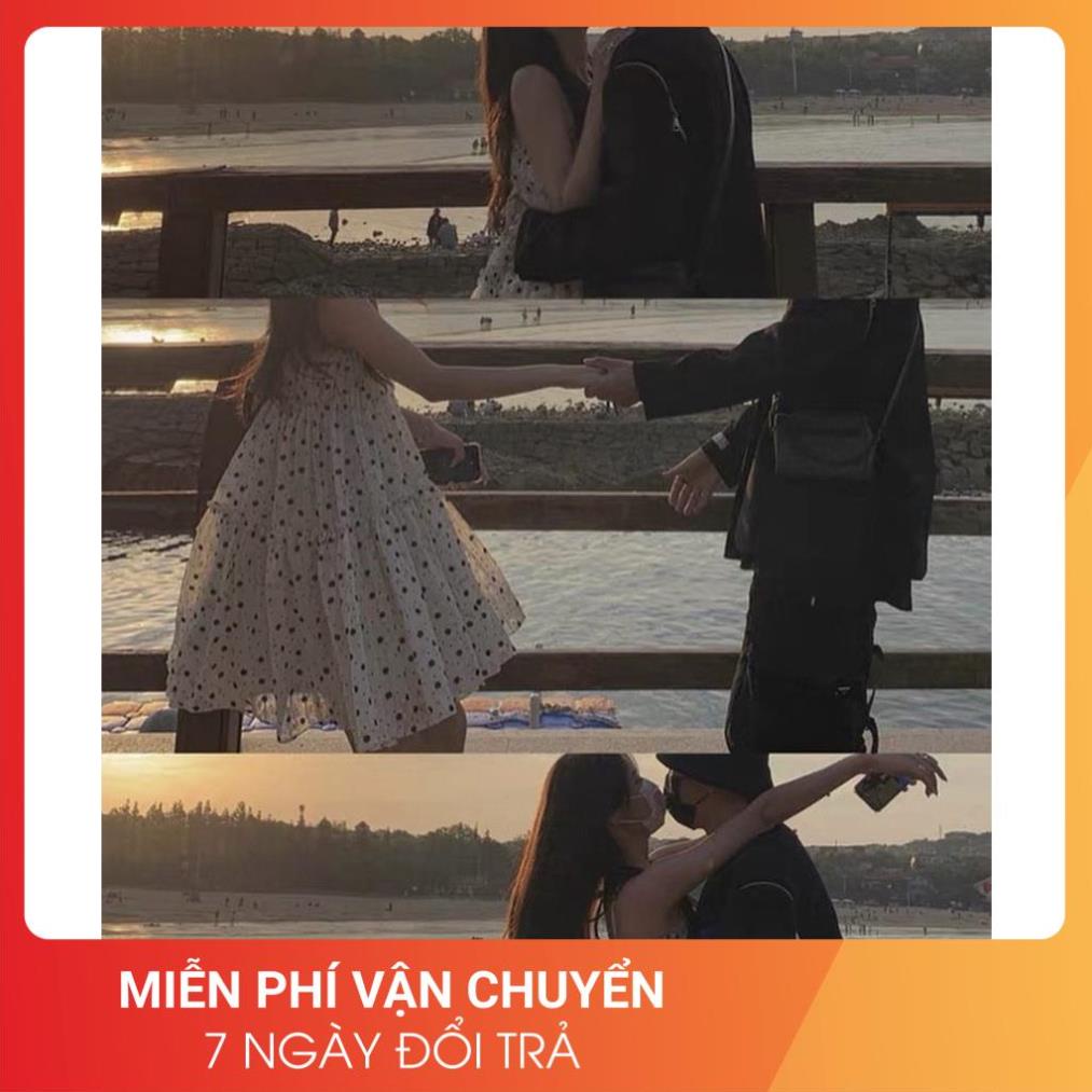 Đầm 2 Dây Hoa Chấm Bi 24AP Nữ [FREESHIP] 🌸 Váy ngủ babydoll 3 tầng phối viền bèo tiểu thư mặc đi biển Ulzzang 🌸 | BigBuy360 - bigbuy360.vn