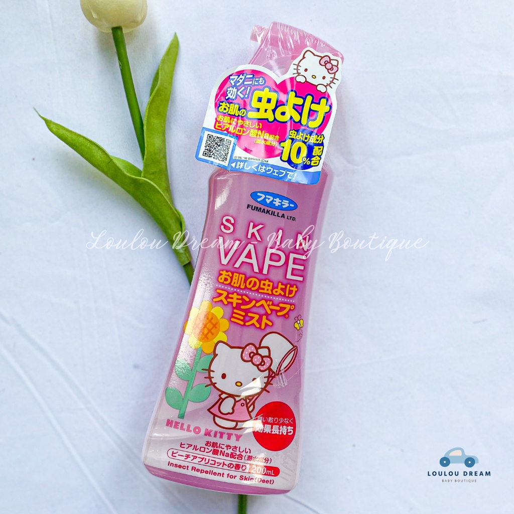 Xịt chống muỗi cho bé Skin Va-pe Hello Kitty 200ml nội địa Nhật Bản 2 màu hồng xanh [CHÍNH HÃNG]