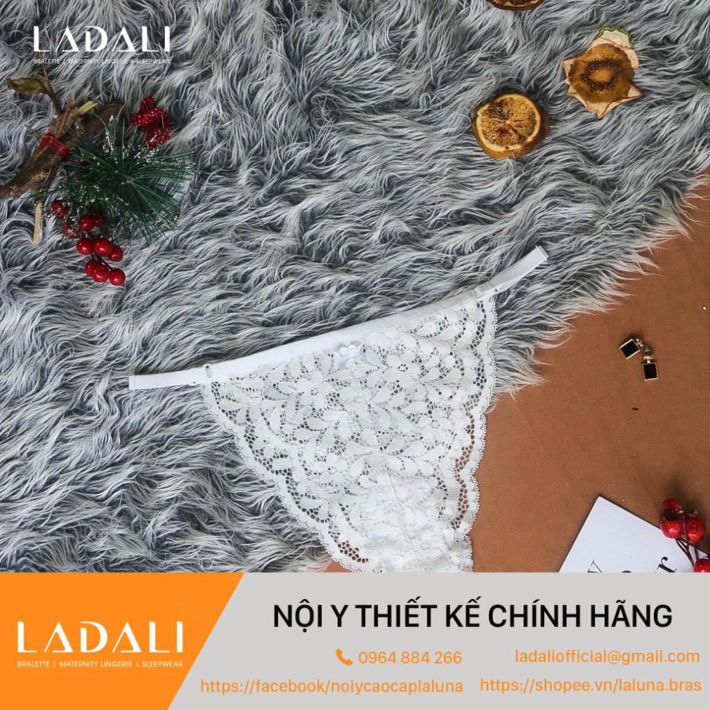 Bộ Đồ Lót Bralette Ren + Quần Lót Ren Thiết Kế Có Đệm Mút LADALI - MS 555 Trắng