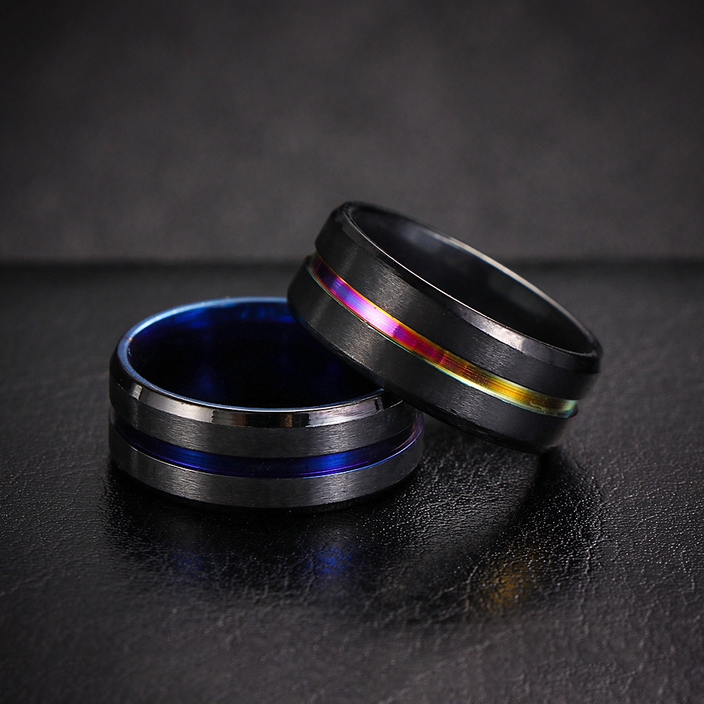 EUCAP Matte 8mm Jewelry Vintage Men Titanium Steel Ring