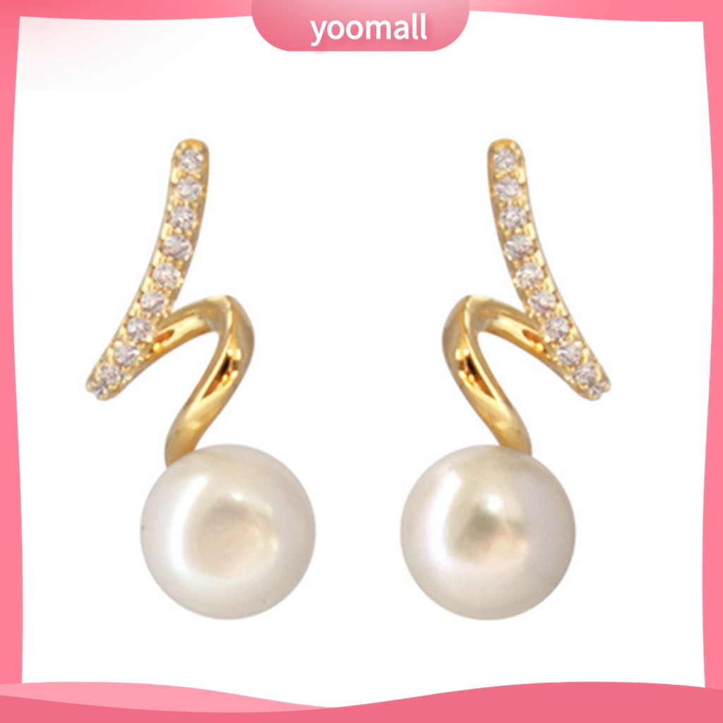 Yomall♡ 1 Đôi Bông Tai Đính Ngọc Trai Giả Phong Cách Hàn Quốc