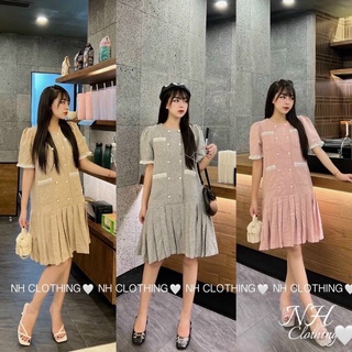 Váy bầu , đầm bầu dạ text nhẹ dáng suông đuôi cá xếp li