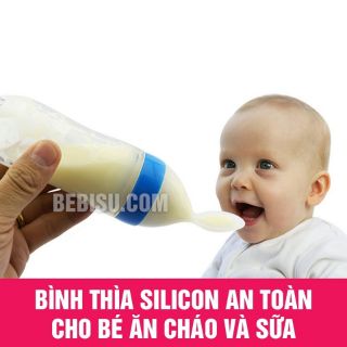 Bình thìa silicon, bình bón bột silicon cho bé