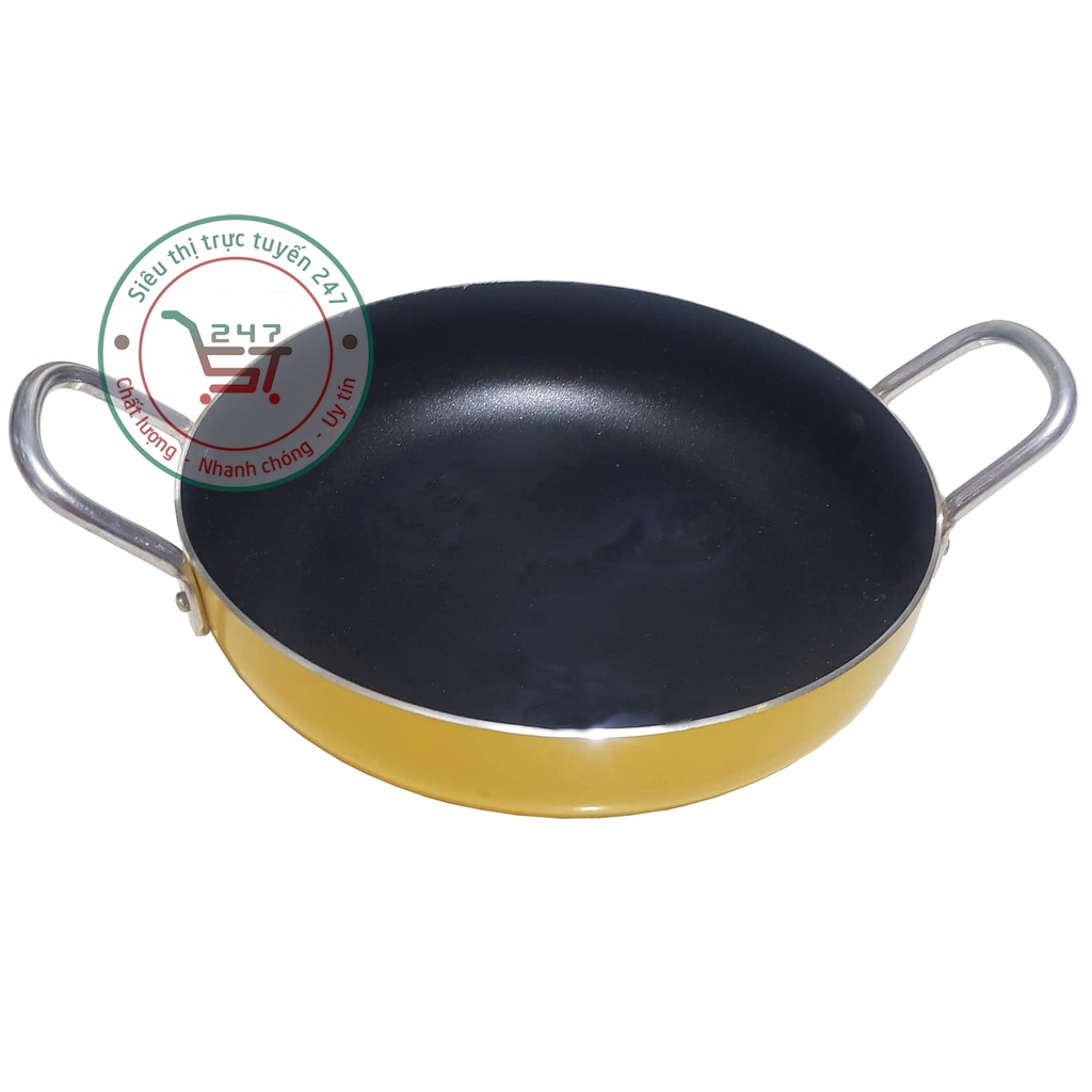 Chảo sâu lòng bằng nhôm bề mặt phủ men chống dính Chảo chiên trứng 22cm sử dụng được hầu hết trên các loại bếp