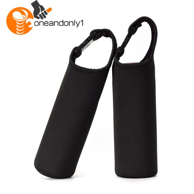 Vỏ bọc bình nước cách nhiệt màu đen chống thấm nước có tay cầm dung tích 500ml tiện dụng