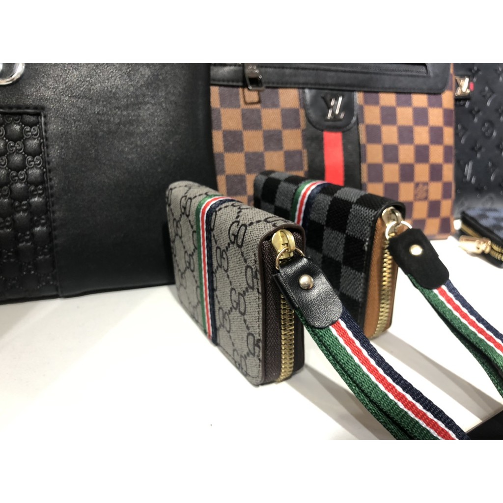 Ví Mini Nam Nữ Caro LV để thẻ Card(ATM,CMT...) chất liệu da PU nhỏ gọn, chắc chắn