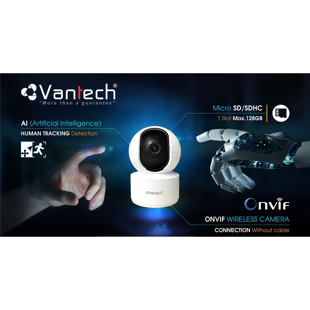 Camera IP wifi robot Vantech V2010C 4.0 Megapixel, đàm thoại 2 chiều, báo động qua điện thoại.