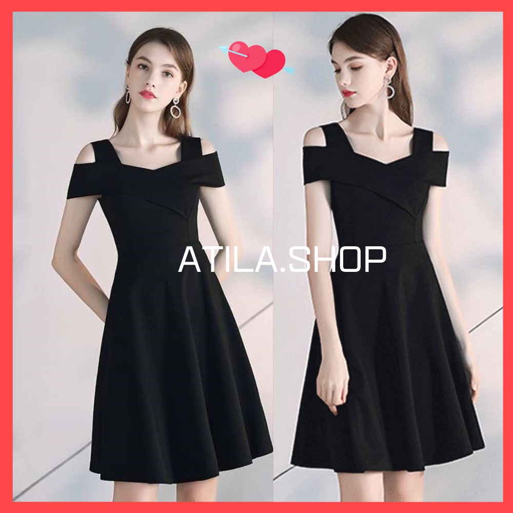 Váy nữ , đầm nữ dáng xòe cổ áo trễ vai sang chảnh dự tiệc đi chơi siêu xinh ATILA.SHOP | BigBuy360 - bigbuy360.vn