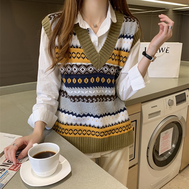 Áo ghi-lê vải len xẻ cổ chữ V dáng rộng thời trang cho phái nữ | BigBuy360 - bigbuy360.vn