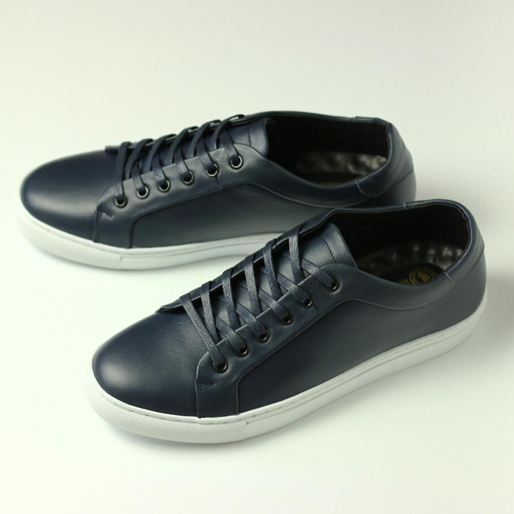 Giày Sneaker Nam Da Bò Thật Dáng Thể Thao NT05 Xanh Than - Tăng Chiều Cao 3.5cm - Azx21