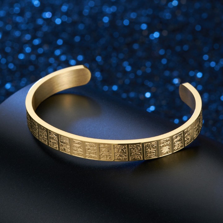 Vòng Tay Nam Khắc Kim Quang Chú Titan Ko Rỉ TT 2007