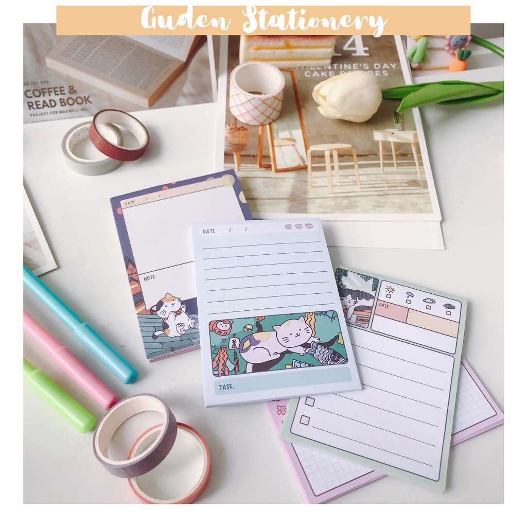 Giấy note mèo Nhật Bản dễ thương_giấy ghi chú dễ thương_Guden Stationery