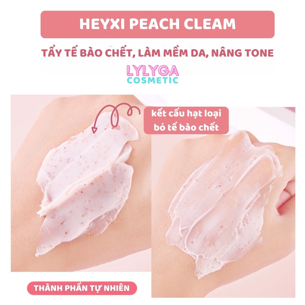 Tẩy tế bào chết body HEYXI Hương Đào Peach Clear 200ml Tẩy da chết toàn thân da dầu da mụn nhạy cảm tại nhà TT03