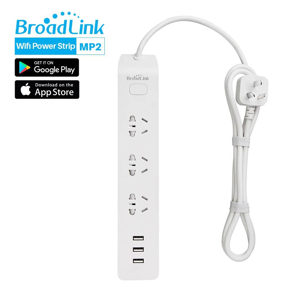 Ổ cắm kéo dài thông minh BroadLink MP2, kết nối Wifi, hỗ trợ Google và Alexa