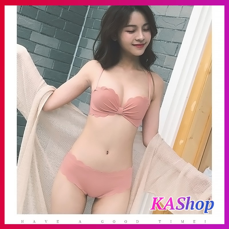 Bộ đồ lót cup ngang Sweet Girl hình nơ su siêu mịn kute | BigBuy360 - bigbuy360.vn
