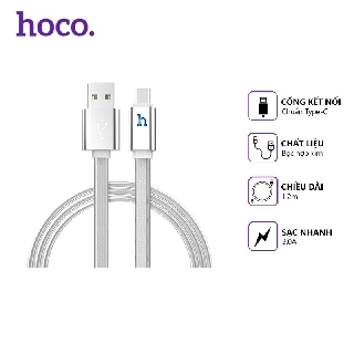 Cáp sạc nhanh hoco upl12 plus dây hợp kim nhôm 3.0a, cổng kết nối type-c, dài 1.2m