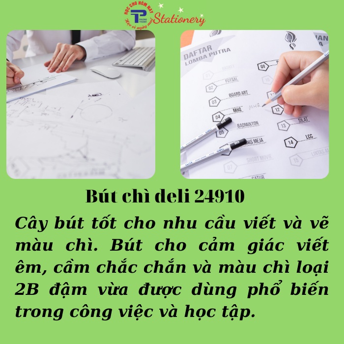 Bút chì 2B cao cấp Deli, màu bạc 12 cây/hộp 24910