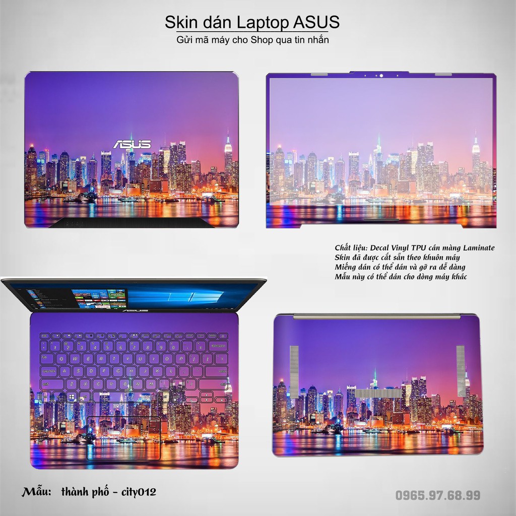 Skin dán Laptop Asus in hình thành phố nhiều mẫu 2 (inbox mã máy cho Shop)