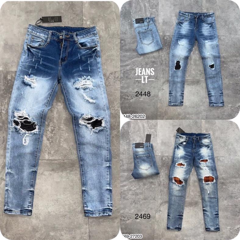 Quần Jeans Nam Ami Vá Da Cao Cấp - Quần Bò Nam Vá Da Cao Cấp