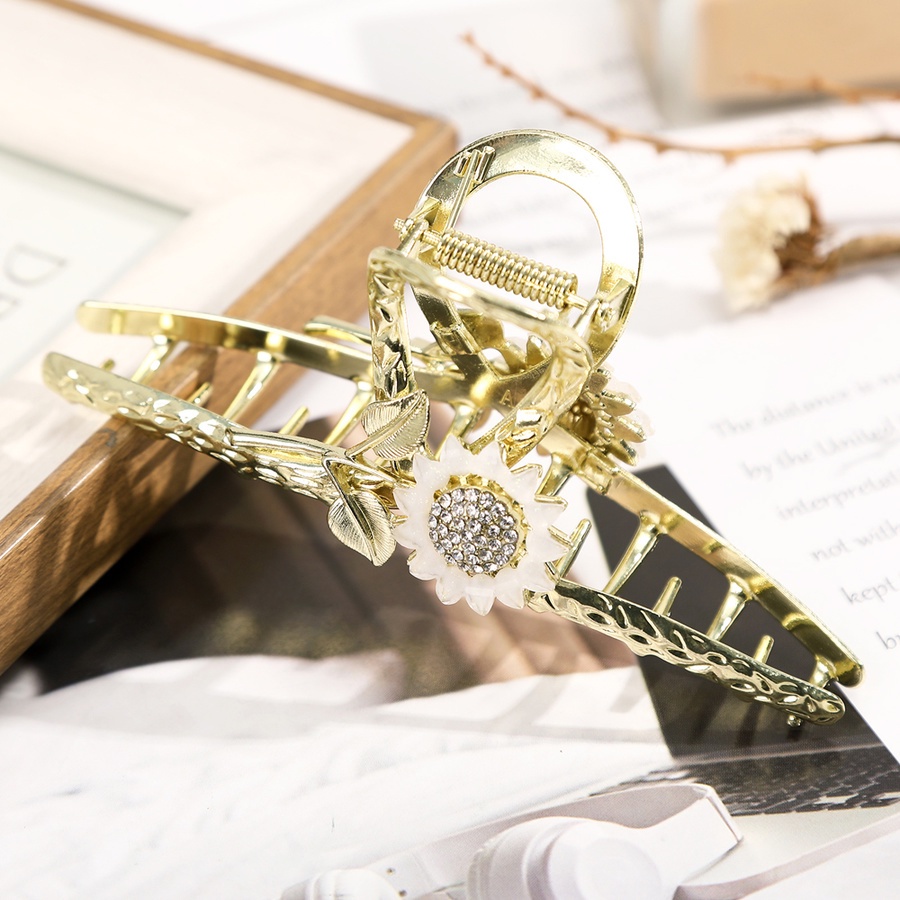 Kẹp tóc kim loại hình hoa đính ngọc trai nhân tạo thời trang cho nữ