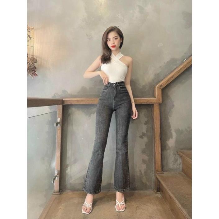 QUẦN JEAN NỮ ỐNG LOE MÀU XÁM
