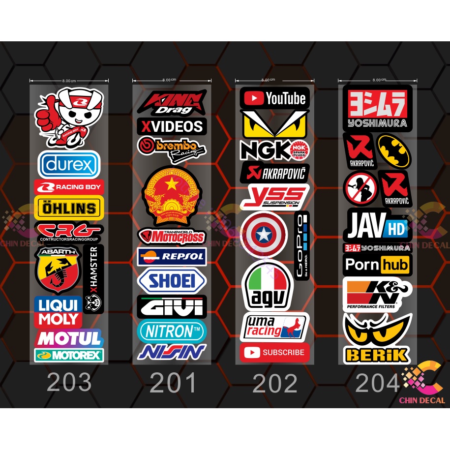 Sticker , Logo dán trang trí Mũ bảo hiểm, Xe máy ,Laptop,Điện thoại, ...| Chống nước chống bay màu 555