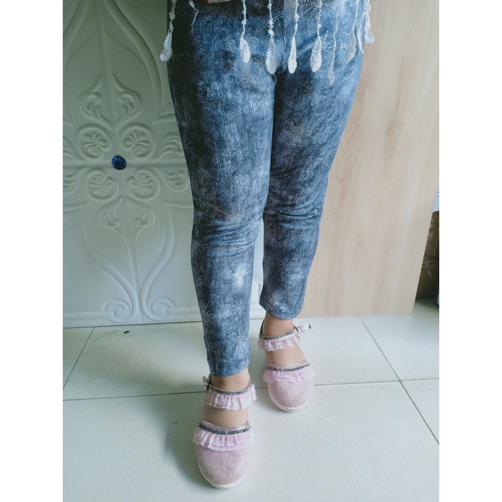 quần legging giả jean size đại cho bé gái 25-50kg( siêu co giãn)