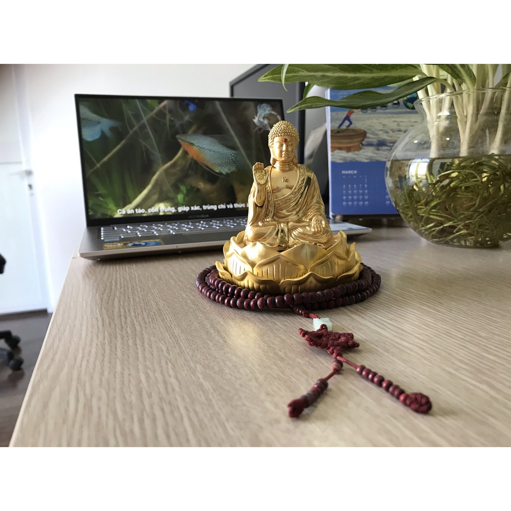 Tượng Phật Tổ Mạ Vàng Cao Cấp Chất Liệu Kim Loại Kẽm