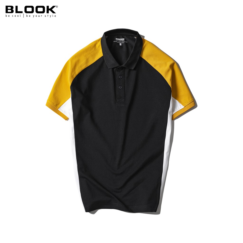Áo polo nam slimfit BLOOK chất vải thun cá sấu cotton màu đen phối vàng trắng mã 35528  (HÌNH THẬT) | BigBuy360 - bigbuy360.vn