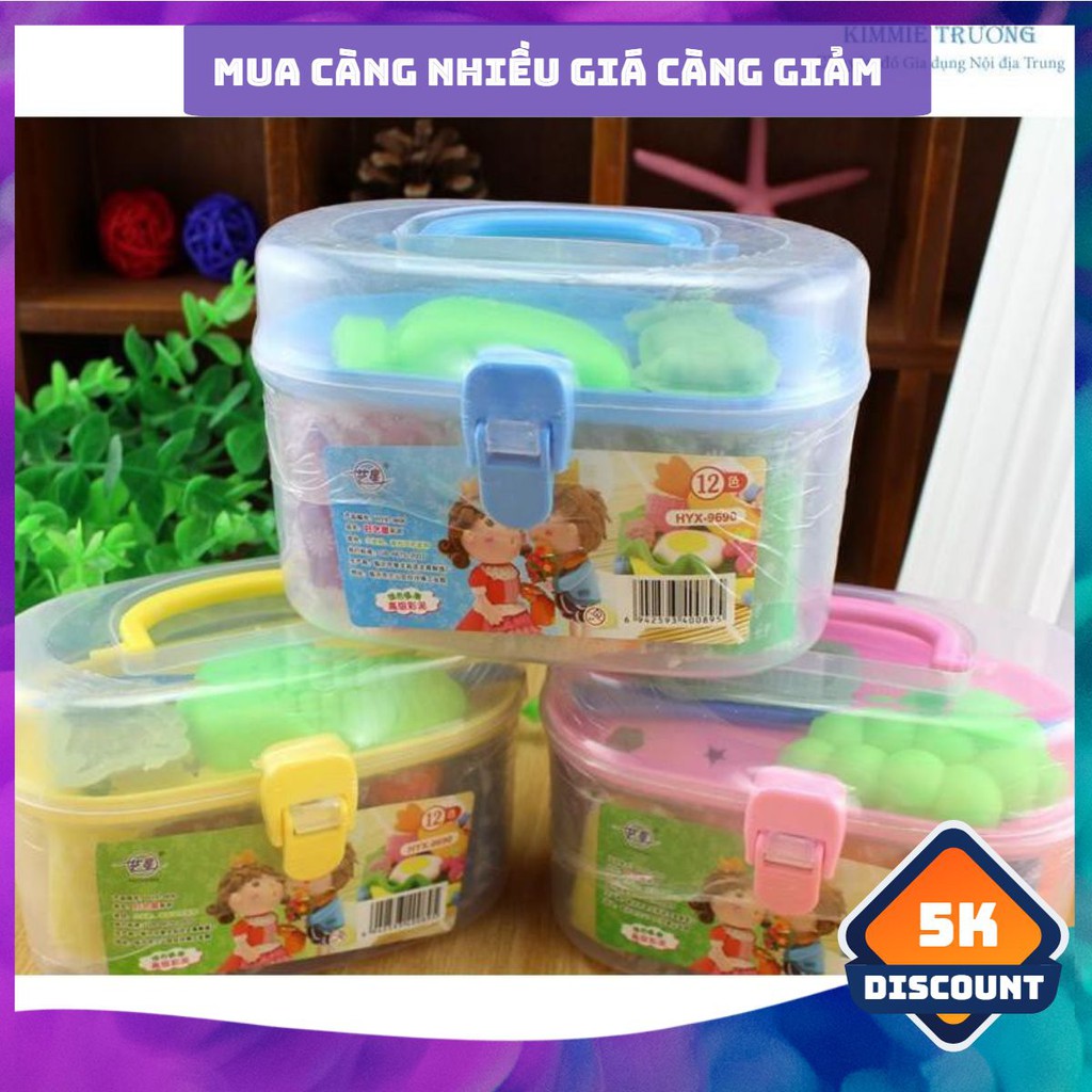 [GIẢM 5K] [MÃ GIẢM KIMFAM5] Hộp Đồ Chơi Đất Sét 12 Màu An Toàn Có Khuôn Cho Bé