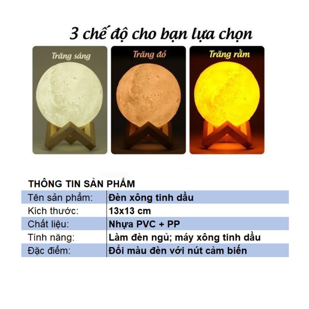 Máy xông tinh dầu cao cấp, máy phun sương mặt trăng khuếch tán tinh dầu tỏa hương thơm, khử mùi , tạo ẩm chống khô da