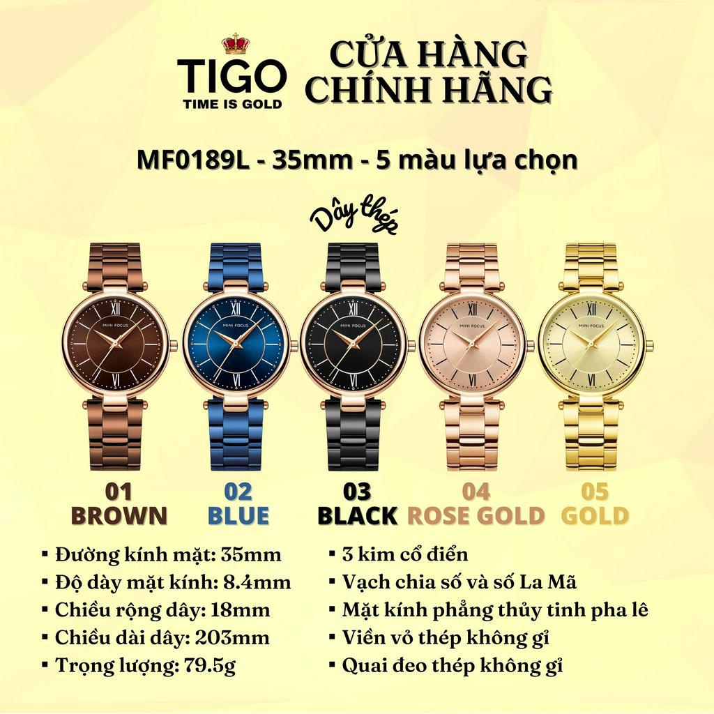 Đồng Hồ Nữ MINI FOCUS MF0189L.04 Dây Thép Vàng Hồng Viền Thép Không Gỉ Cao Cấp Mặt Tròn Đường Kính 35mm Chống Nước
