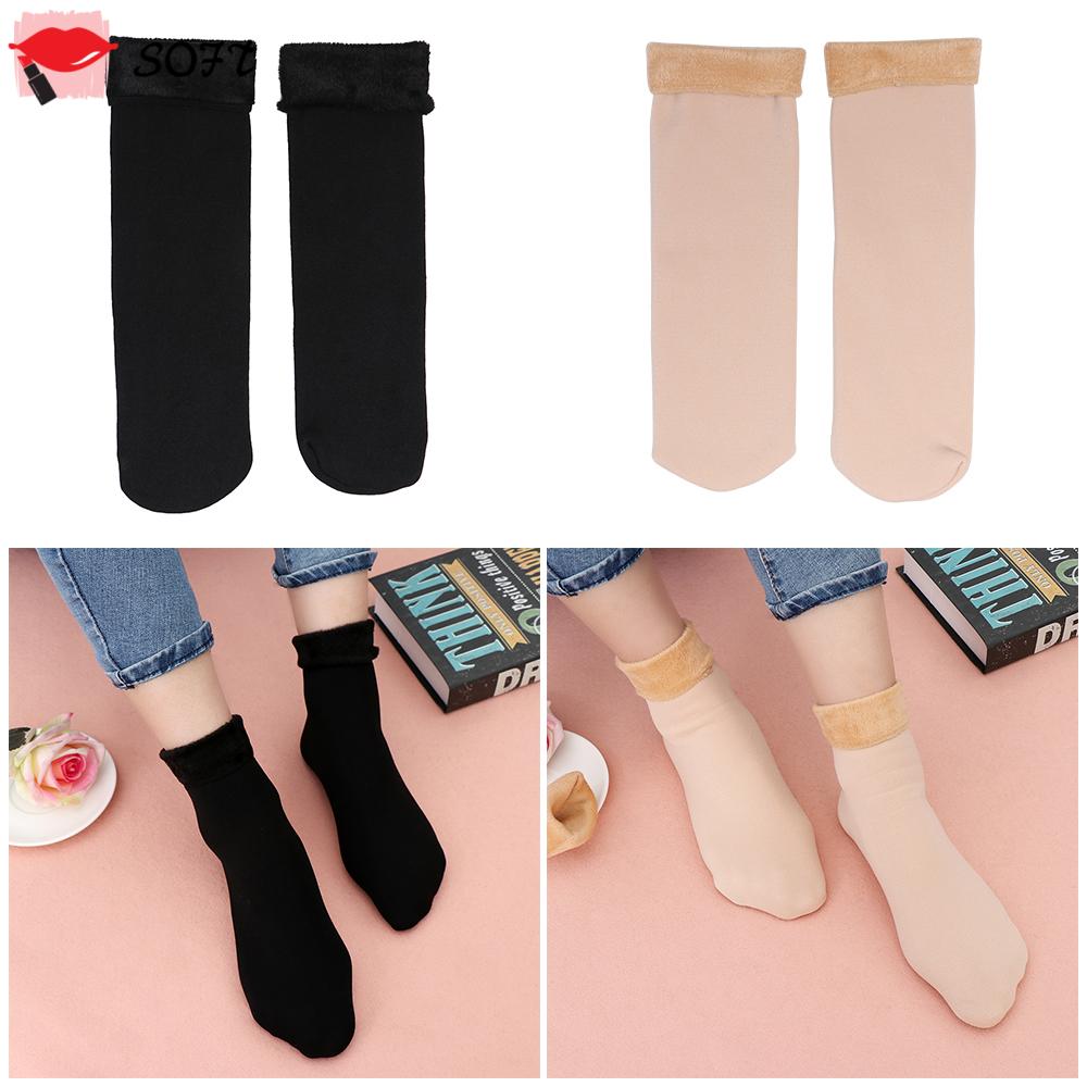 Vớ Len Cashmere Dày Giữ Ấm Mùa Đông Không Đường May Nhiều Màu Cho Nữ