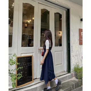Váy Yếm DENIM viền chỉ chun lưng STYLE ULZZANG
