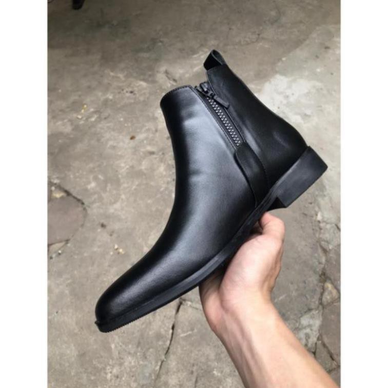 da nam [Ôm chân] Chelsea Boots da bò kéo khóa, giày bốt nam [Sale]