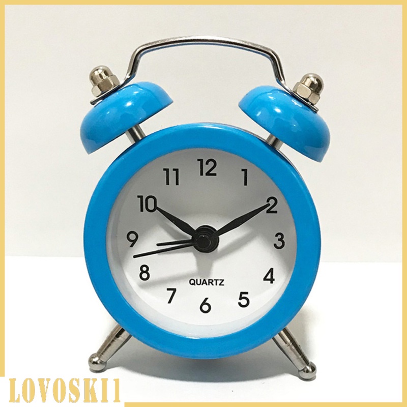 [LOVOSKI1]Battery Powered Quartz Alarm Clock, Loud Twin Bell, Bedside Clocks White