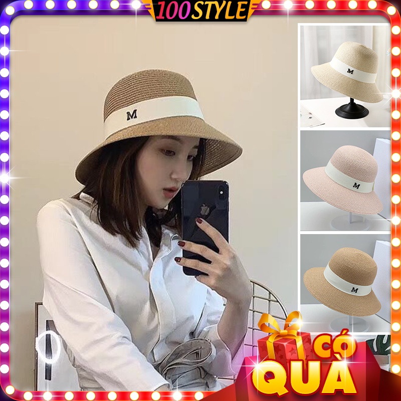 Nón Cói Đi Biển Phối Chữ M Thanh Lịch Style Hàn
