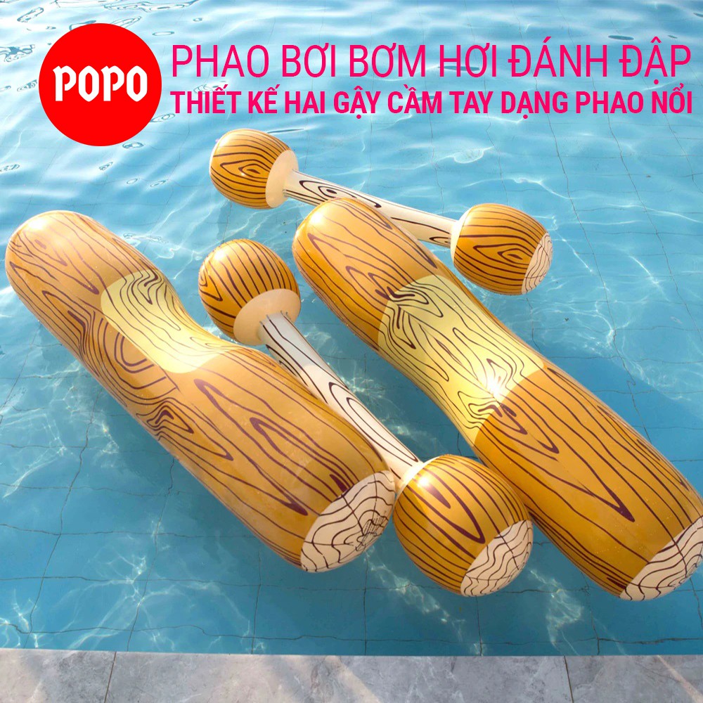 Phao bơi  bơm hơi đánh trận chất liệu dầy dặn, thiết kế vân kiểu mới, có 2 tay cầm đánh đập không chất độc hại POPO