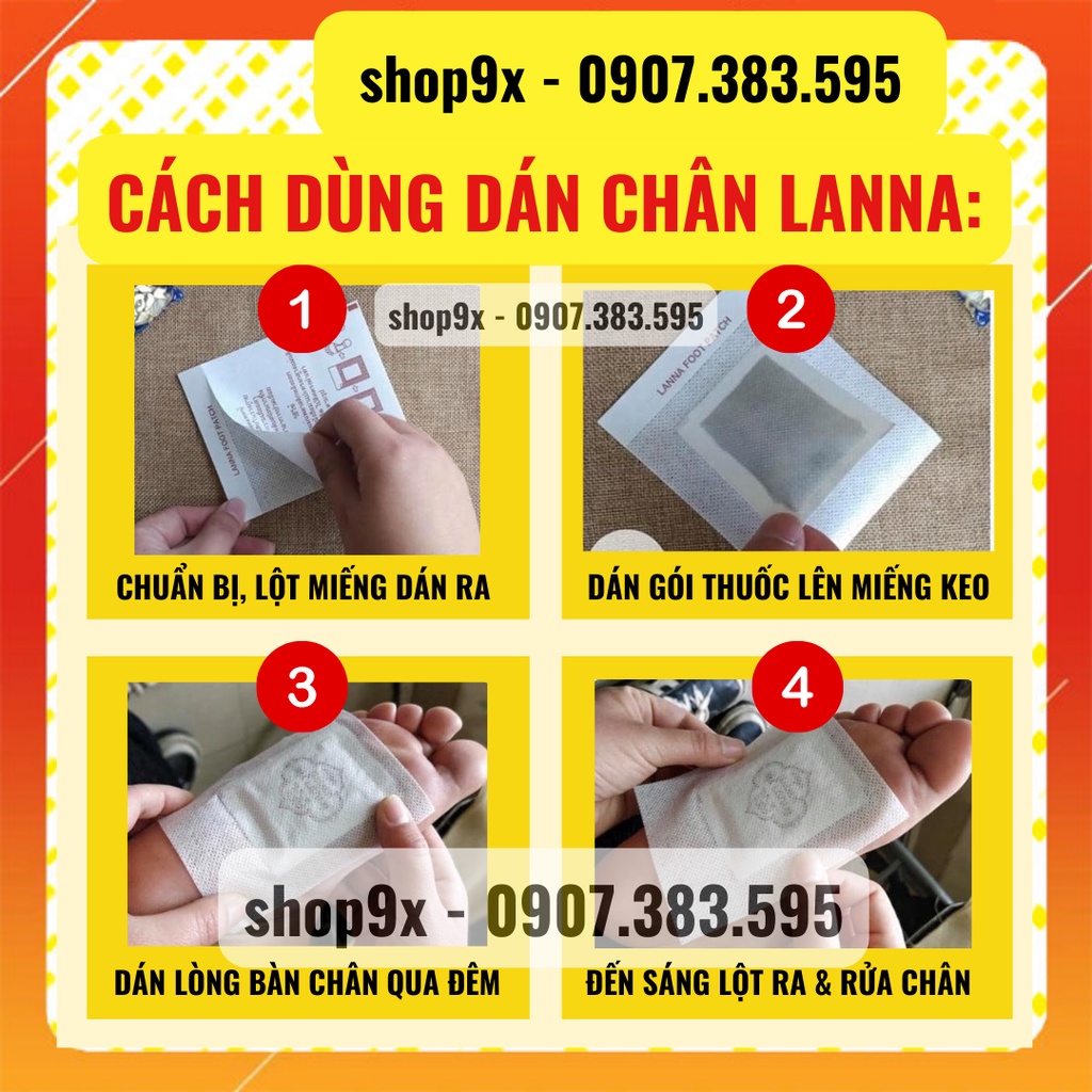 Miếng Dán Thải Độc Chân Thái Lan Lanna Foot Patch - Thải Độc Tố Lòng Bàn Chân Giảm Nhức Mỏi Ngủ Ngon (10 Miếng/ Bịch)
