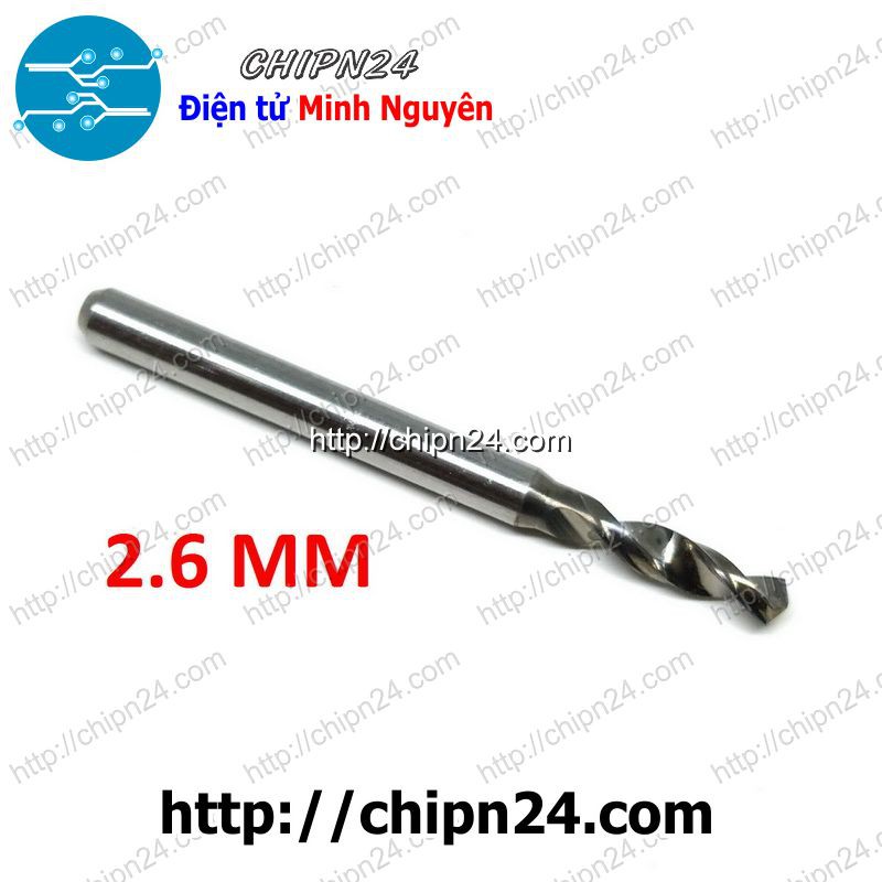 [1 CÂY] Mũi khoan mạch in CNC HỢP KIM 2.6mm (Mạch điện tử, PCB)