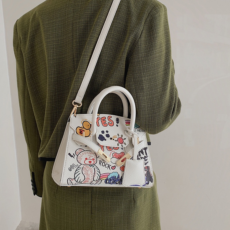 Túi Xách Đeo Vai Kelly Cỡ Nhỏ Họa Tiết Graffiti Độc Đáo Thời Trang Mùa Hè 2022 Cho Nữ